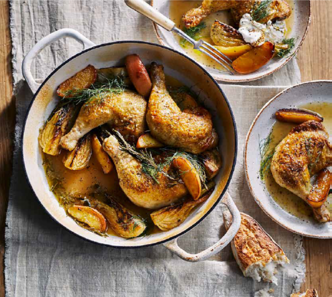 Cider-braised Chicken with envy™ Apple, Fennel & Rosemary - Montague